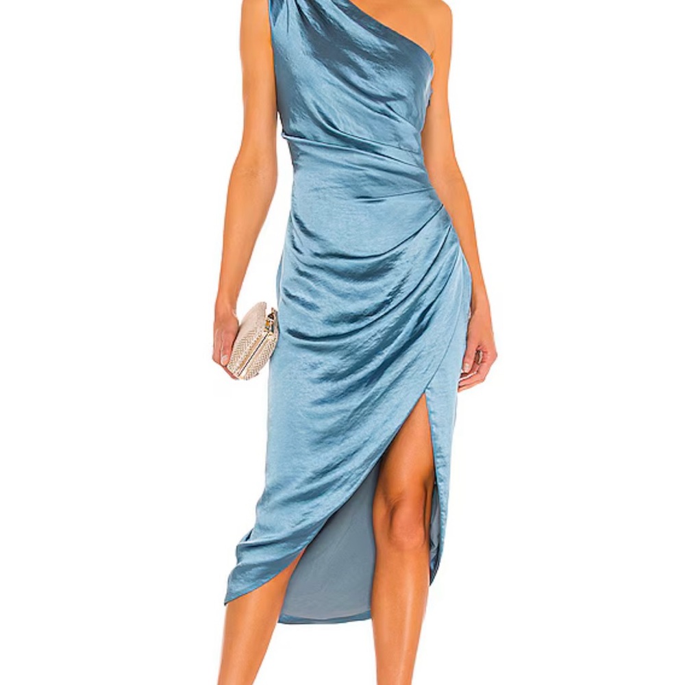Elliatt Blue Asymmetrical Ruched Cocktail Dress